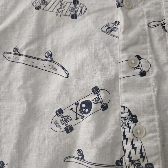 Boys White Skateboard Print Shirt - Picture 2 of 5